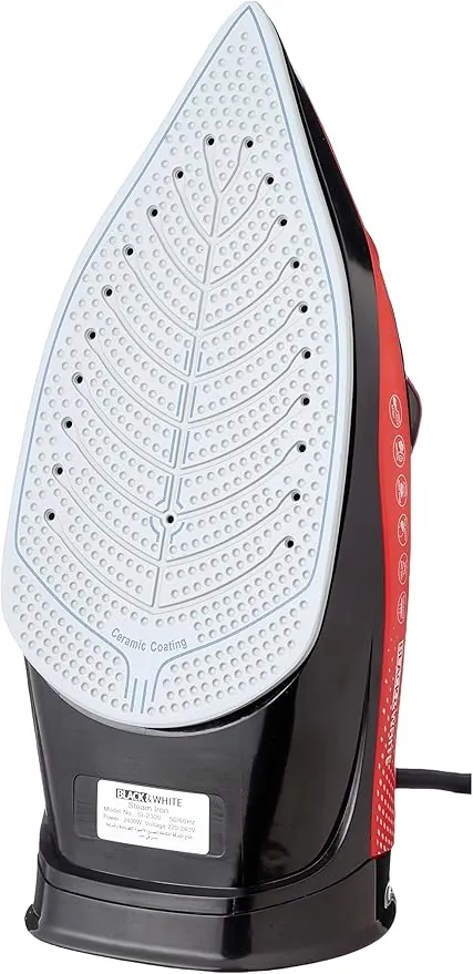 Black & White Steam Iron SI 2300, Unpaste Base, 10 Sec To Heat, Cleaning While Ironing, Heat Control, 2200 Watt, Black (International Warranty)