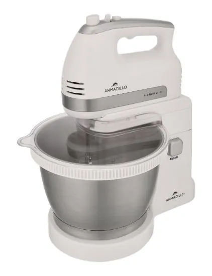 Armadillo mixer, 500 watt, 5 speed, 3.5 liter bowl, White