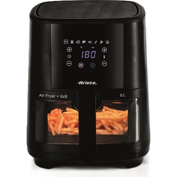 Ariete Air fryer 4626, 6L capacity, 2.5kg cooking capacity, 8 preset programs, Temperature up to 200°, Transparent basket for cooking control, 1300 W, Black (by De'longhi Group)