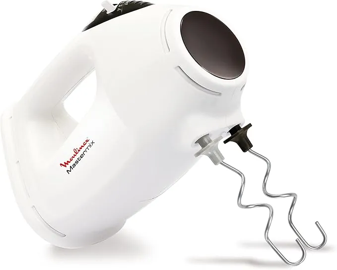 Moulinex Master Mix Hand Mixer, 5 Speeds, 425 Watt, White   Grey   HM400BEG