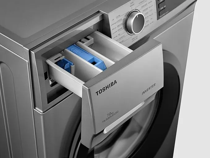 TOSHIBA Washing machine TW BJ80S2EG(SK) Front Loading, THEGREATWAVES, REAL INVERTER, WATER SHIELD FILTER, DRUM CLEAN, QUICK WASH, Full Automatic, 7KG, Silver