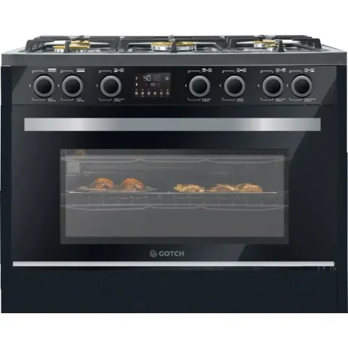 Gotch Cooker 60*90 cm, 5 Copper Burners, Full Safety, Cast Iron Pot Holders, Digital Touch Screen, Black, GOT GC9060 TDS B