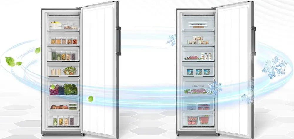 Toshiba No Frost Upright Freezer, 7 Drawers, Digital Display, Silver, Model GR RU312WE DMN (57)