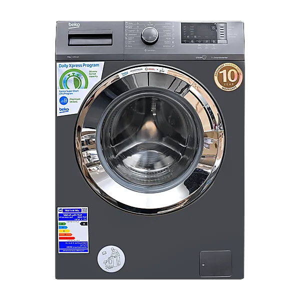 Beko Front Load Inverter Washing Machine, 8 Kg, Grey   WTV 8612 XMCI2