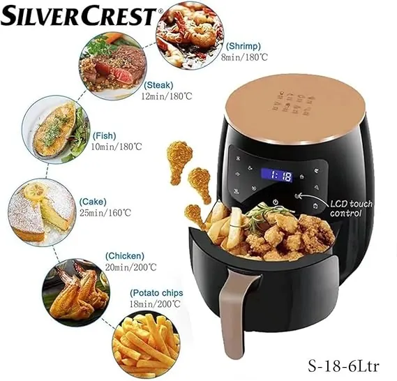 Silver Crest S 18 Air Fryer 2400W 6L   LCD Touch Screen