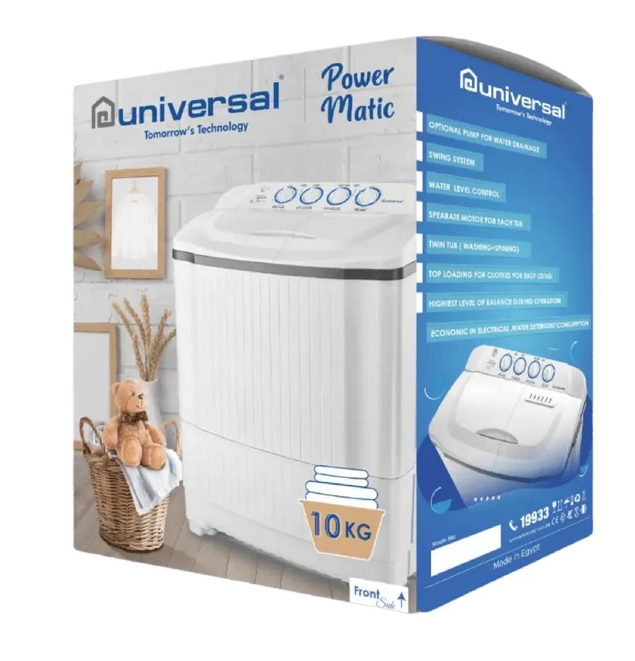 Universal Powermatic 10kg Semi Automatic Clothes Washer, 2 Tub, 2 Motors, White, Model, WHA WHI 10KG UNI