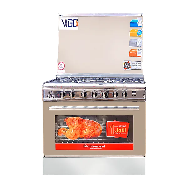 Universal Gas Range 5 Burners 90cm Stainless Steel Fan