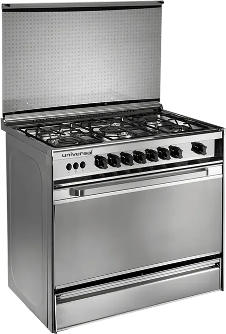 Universal Gas Range 5 Burners 90cm Stainless Steel Fan