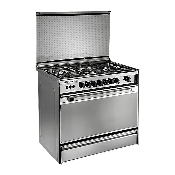 Universal Gas Range 5 Burners 90cm Stainless Steel Fan